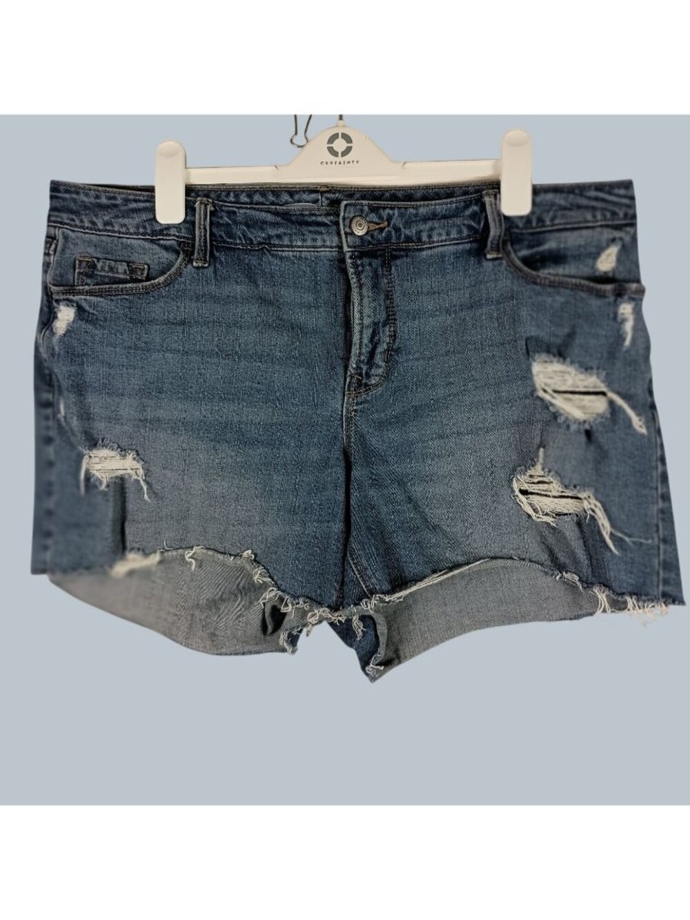 Old Navy Plus Size High Rise Distressed Denim Shorts Womens 16 Blue Summer Jorts